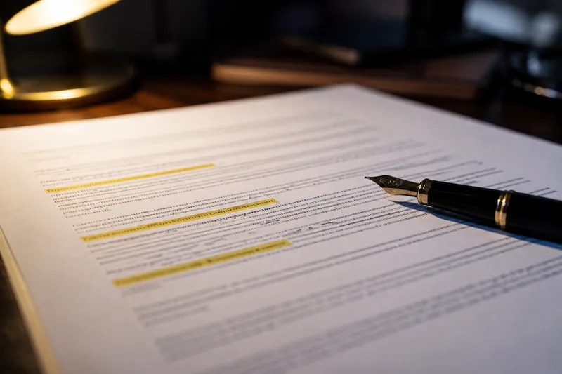Printed purchase agreement with the earnest money, contingency, and closing date lines highlighted